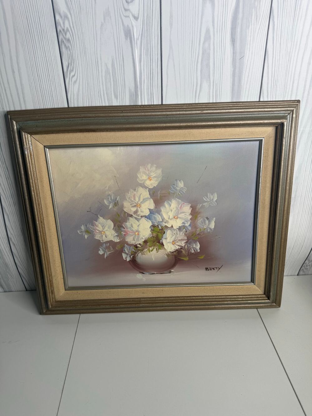 VTG MCM Still Life Oil Painting On Canvas Floral Signed Pastel Framed (21 x 16)